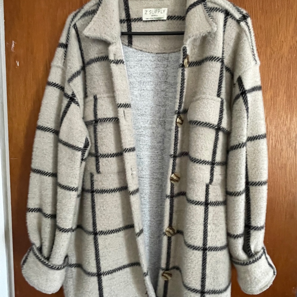 Z Supply Cream and Black Cardigan Sweater